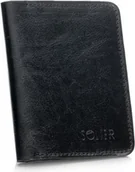 Portfele - Solier Cienki skórzany męski portfel z bilonówką SOLIER SLIM CZARNY - miniaturka - grafika 1