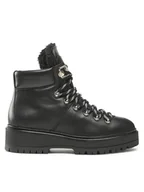 Botki damskie - Tommy Hilfiger Botki Leather Outdoor Flat Boot FW0FW06725 Czarny - miniaturka - grafika 1