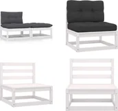 Meble ogrodowe - vidaXL 2-częściowy zestaw wypoczynkowy do ogrodu z poduszkami biała lita sosna - Zestaw wypoczynkowy do ogrodu - Zestawy wypoczynkowe do ogrodu - Drewniane meble wypoczynkowe - Drewniane meble ogrodowe - miniaturka - grafika 1