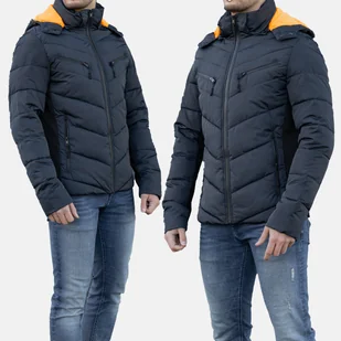 Kurtka Męska Sportowa Granatowa Pikowana S329-2 XL Granatowy - Kurtki męskie - miniaturka - grafika 1