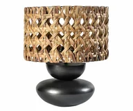 Lampy stojące - Nero Lampa stołowa, czarne aluminium, abażur z trawy morskiej - miniaturka - grafika 1