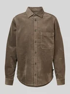 Koszule męskie - Koszula sztruksowa o kroju regular fit z kieszenią na piersi - miniaturka - grafika 1