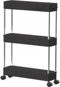 Regały - LeanToys Regał Mobilny 3 Półki Czarny na Kółkach LEAN Toys - miniaturka - grafika 1