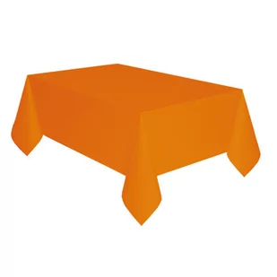 Pomarańczowy jednokolorowy obrus foliowy 137cm x 274cm - Dekoracje i nakrycia stołu na imprezę - miniaturka - grafika 1