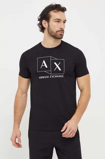Koszulki męskie - Armani Exchange t-shirt bawełniany męski kolor czarny z nadrukiem - grafika 1