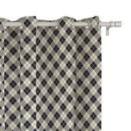 Zasłony - Zasłona CLASSIC wzór CL05 | granatowa krata karo na kremowym tle 150 x 300 cm tkanina zaciemniająca - miniaturka - grafika 1