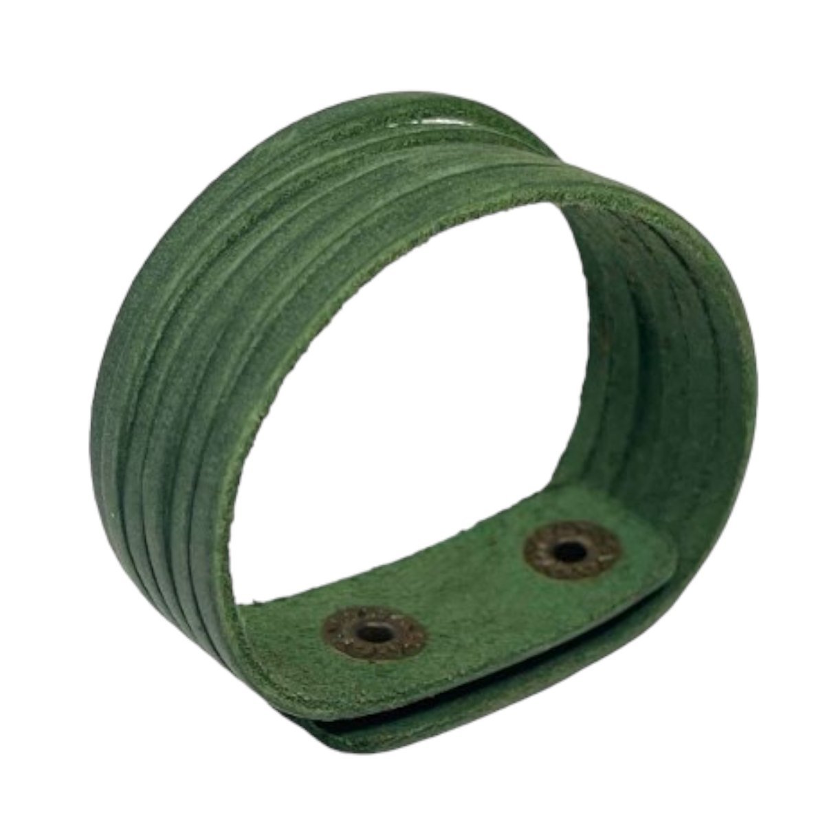 Damska skórzana bransoletka Posiekana zielony