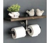 Stojaki i wieszaki na papier toaletowy - Uchwyt na papier toaletowy z półką BORU 12x40 cm świerk - miniaturka - grafika 1