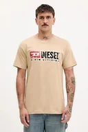 Koszulki męskie - Diesel t-shirt bawełniany T-NORM-T6 męski kolor beżowy z nadrukiem A19436.0PLAT - miniaturka - grafika 1