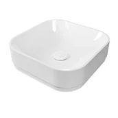 Umywalki - Massi Umywalka biała nablatowa z konglomeratu kwadratowa bez otworu na baterię 40 cm KERA - miniaturka - grafika 1