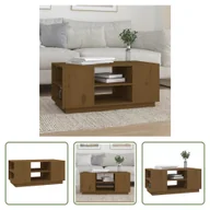 Ławy i stoliki kawowe - The Living Store Stolik kawowy miodowy brąz 90x49x40,5 cm lite drewno sosnowe - miniaturka - grafika 1