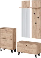 Lustra - Lustro ścienne ViccoSiri, zestaw z wieszakami ściennymi, ławką i szafką na buty, dąb Goldkraft - miniaturka - grafika 1