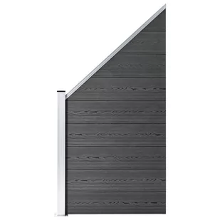 shumee Panel ogrodzeniowy WPC 95x(105 180) cm czarny - Pozostałe ozdoby ogrodowe - miniaturka - grafika 1
