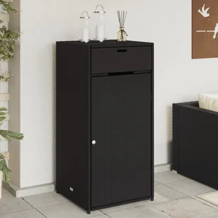 Szafa ogrodowa vidaXL Szafka ogrodowa, czarna, 55x55x111 cm, polirattan - Pozostałe meble ogrodowe - miniaturka - grafika 1