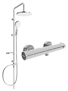 Mexen Erik zestaw prysznicowy natynkowy z deszczownicą i baterią prysznicową termostatyczną Kai, chrom - 77100205-00 - Zestawy prysznicowe - miniaturka - grafika 1
