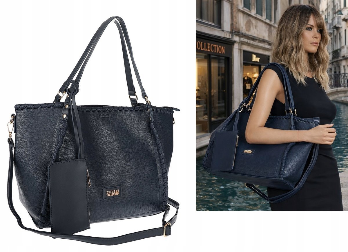 Torebka Damska A4 łódka Shopper Torba na Ramię Listonoszka CC6692 Granatowa