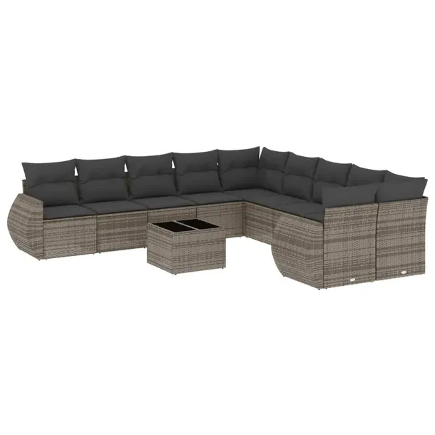 Zestaw mebli ogrodowych z rattanem PE, szary, wymiary: 71x62x69 cm, 62x62x6