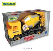 Samochody i pojazdy dla dzieci - Wader Middle Truck Betoniarka żółta w kartonie - miniaturka - grafika 1
