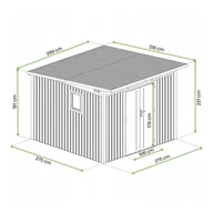 Altany ogrodowe - Domek Ogrodowy Hardmaister Narzędziowy Stal PORTLAND Blaszak Szopa 289x318cm Szary 1 szt - miniaturka - grafika 1