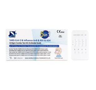 Deepblue Combo domowy test antygenowy 5w1 na COVID-19 + Grypa A+B + RSV + Adenowirus - Testy na koronawirusa Deepblue Combo domowy test antygenowy 5w1 na COVID-19 + Grypa A+B + RSV + Adenowirus - Testy na koronawirusa - miniaturka - grafika 1