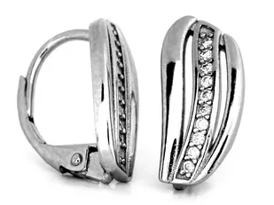 Kolczyki srebrne rodowane z cyrkoniami - Kolczyki - miniaturka - grafika 1