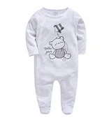 Kombinezony dla dzieci - Pajacyk Niemowlęcy Kombinezon dla Dzieci 6-9 Miesięcy Bawełniany Biały - miniaturka - grafika 1