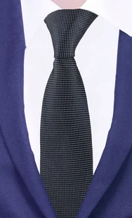 CZARNY Klasyczny Krawat 7 cm Męski w Groszki rc52 - Krawaty i muchy męskie - miniaturka - grafika 1