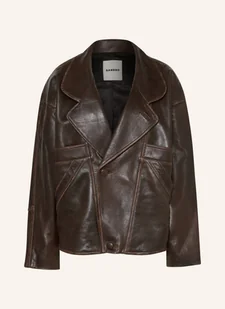 Sandro Blezer Skórzany braun - Moda i Uroda OUTLET - miniaturka - grafika 1