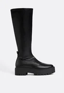 Kozaki damskie - Stradivarius Wysokie płaskie kozaki Czarny 37 - miniaturka - grafika 1