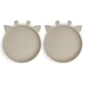 Miseczki i talerzyki dla dzieci - 2 Talerzyki Silikonowe Giraf Cobblestone Nuuroo - miniaturka - grafika 1