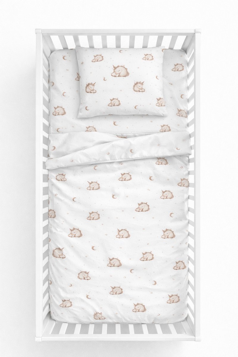 Pościel bawełniana 120x90 + poszewka 40x60 oeko-tex zapakowana jednorożce