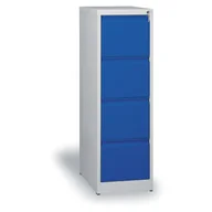 Szafy biurowe - B2B Partner Szafa kartotekowa A4, 4 szuflady, niebieska, wys. 1320 mm V004 RAL5005/7035 - miniaturka - grafika 1