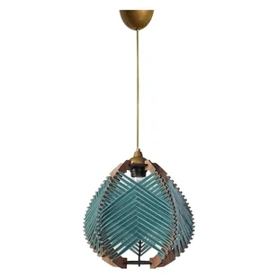Niebiesko-naturalna lampa wisząca z tekstylnym kloszem ø 25 cm – Opviq lights - Lampy sufitowe - miniaturka - grafika 1