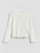 Bluzki dla dziewczynek - Reserved - Bluzka z falbanką - złamana biel - miniaturka - grafika 1