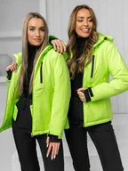 Kurtki damskie - Zielony-neon kurtka zimowa damska sportowa Denley HH012B - miniaturka - grafika 1