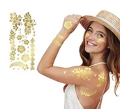 Zabawki kreatywne - Sztuczne tatuaże złote kwiaty - miniaturka - grafika 1