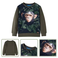 Bluzy dla dziewczynek - Bluza dziecięca - khaki - 128 - Bluza Dla Dziecka - miniaturka - grafika 1