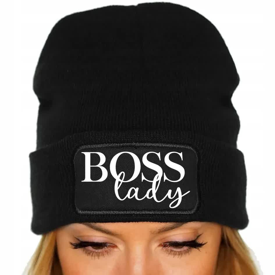 CZAPKA Jesienna BAWEŁNIANA ZIMOWA Ciepła CZARNA BEANIE BOSS LADY Top Wzory