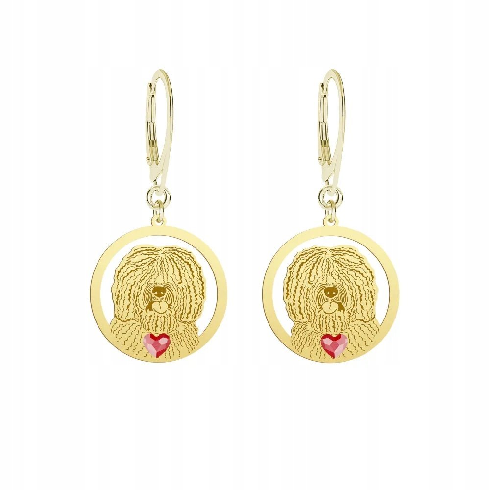 Kolczyki Złote z psem Hiszpański Pies Dowodny 925 Kobieta GRAWER GRATIS