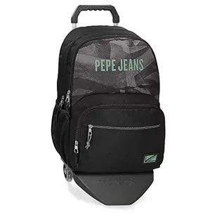 Pepe Jeans Davis plecak szkolny z podwójną przegródką na kółkach, czarny, 32 x 45 x 16 cm, poliester, 21,6 l - Plecaki szkolne i tornistry - miniaturka - grafika 1