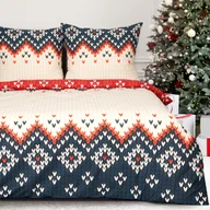 Pościel - Komplet pościeli świątecznej NORDIC 220x200 Eurofirany beżowy granatowy czerwony Nordic Love - miniaturka - grafika 1