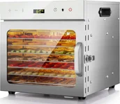 Suszarki do grzybów, owoców i warzyw - Suszarka Spożywcza Ze Stali Nierdzewnej 400W 30-90 Stopni 8 Poziomów Timer - miniaturka - grafika 1