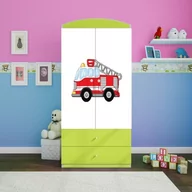 Szafy i szafki dla dzieci - Szafa dwudrzwiowa, do pokoju dziecka, babydreams, 90 cm, straż pożarna, zielona - miniaturka - grafika 1
