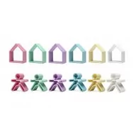 Zabawki interaktywne dla dzieci - Dena Dena: pastelowe silikonowe kształty 6 x Kid + House - miniaturka - grafika 1