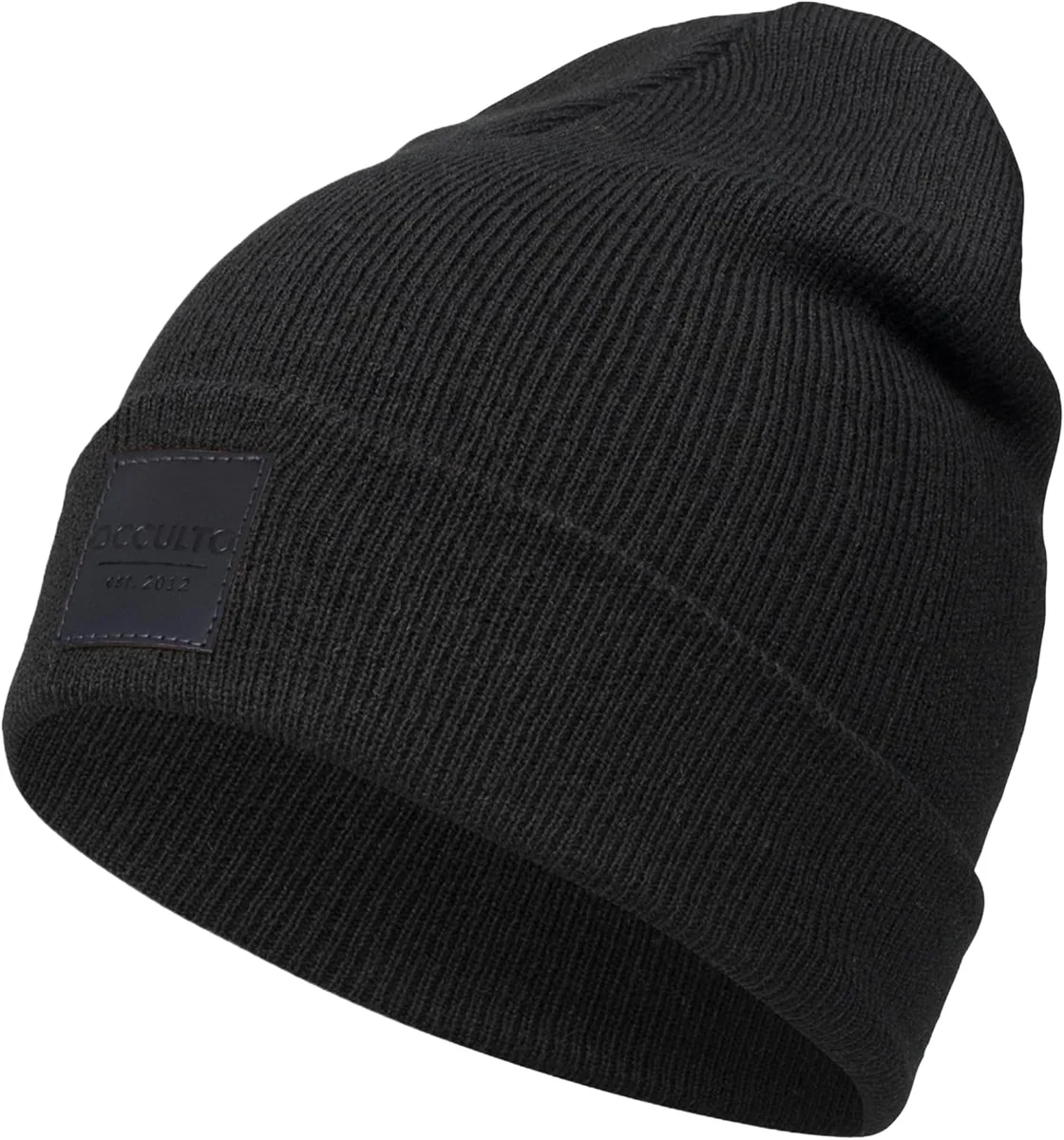 CZAPKA ZIMOWA BEANIE ZE SKÓRZANĄ NASZYWKĄ
