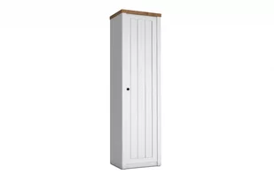 Wąska szafa z półkami 50 cm styl prowansalski biała LEMAS - Wieszaki i stojaki - miniaturka - grafika 1