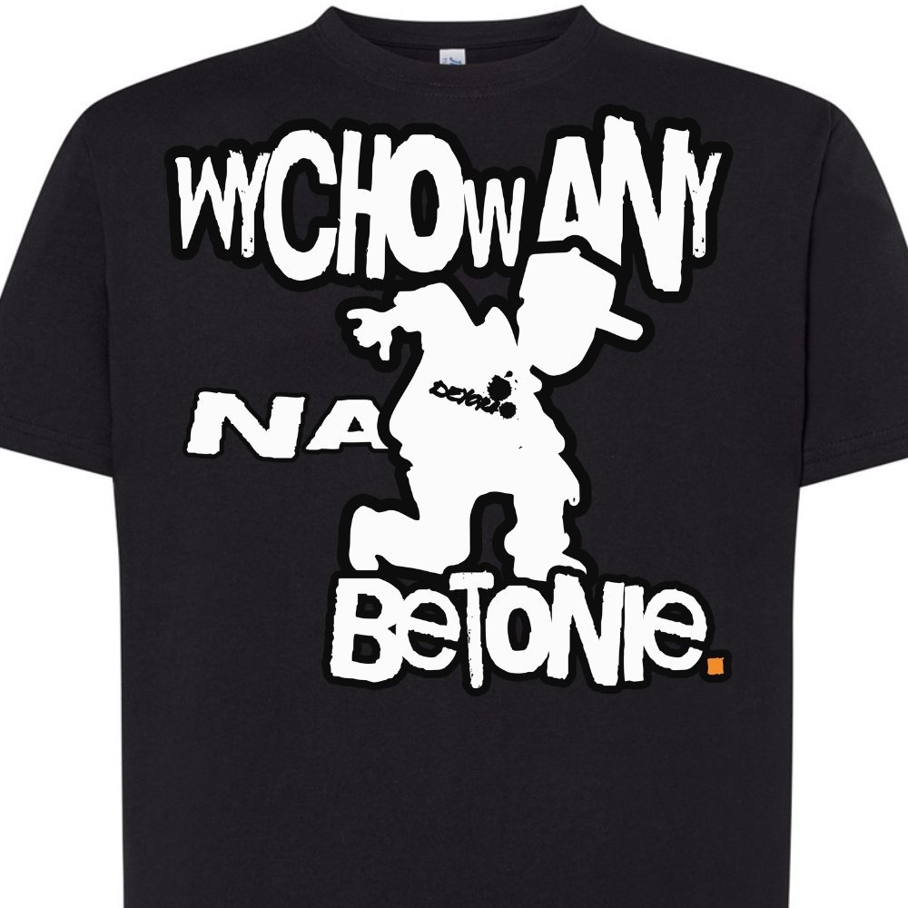 Koszulka męska z napisem Wychowany na betonie czarna hip hop M DEYORA