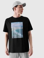 Koszulki męskie - 4F T-shirt męski bawełniany 4FRSS24TTSHM2132-20S Czarny Roz. L - miniaturka - grafika 1