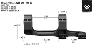 Montaż Vortex Precision Extended 34 mm 20 MOA - Amunicja i osprzęt ASG - miniaturka - grafika 3