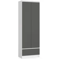 Regały biurowe - Regał biurowy szafa R 60 cm CLP 1 szuflada 2 drzwi - biały-grafit szary - miniaturka - grafika 1